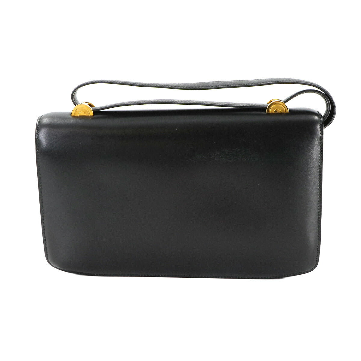 Shoulder Bag Box Calf Leather Black Vintage Purse