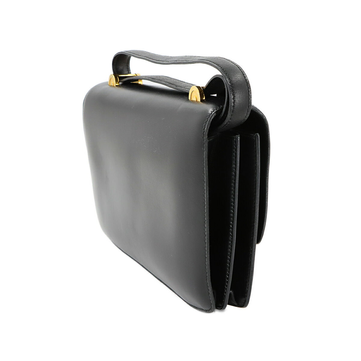 Shoulder Bag Box Calf Leather Black Vintage Purse
