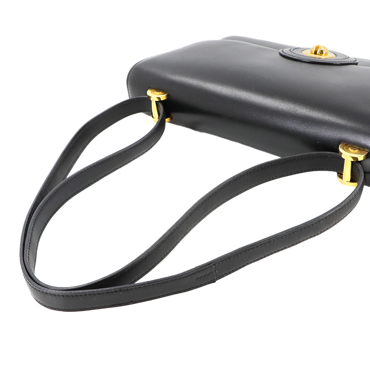 Shoulder Bag Box Calf Leather Black Vintage Purse