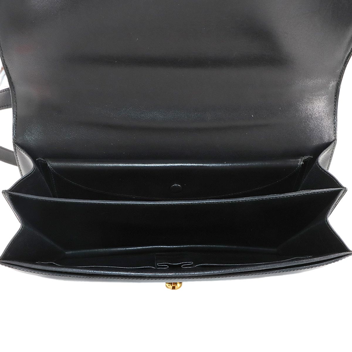 Shoulder Bag Box Calf Leather Black Vintage Purse