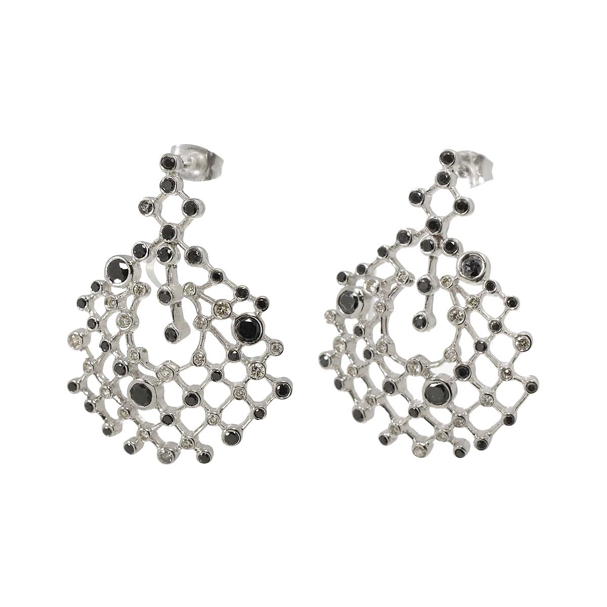 Diamond Earrings Pierced 18K K18 WG 750