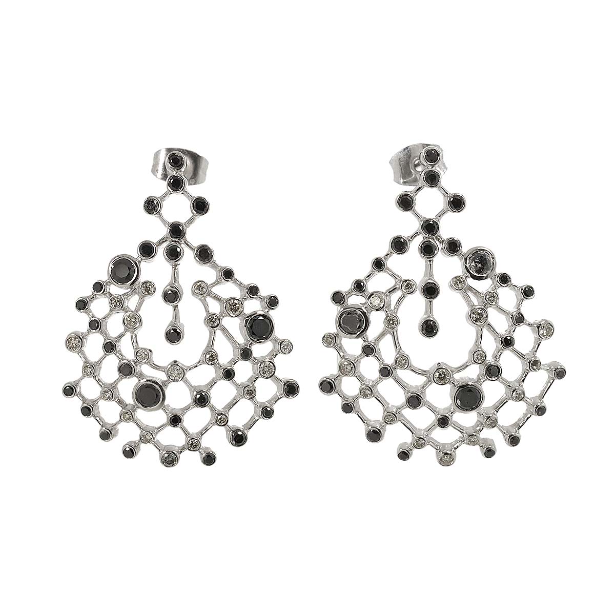 Diamond Earrings Pierced 18K K18 WG 750