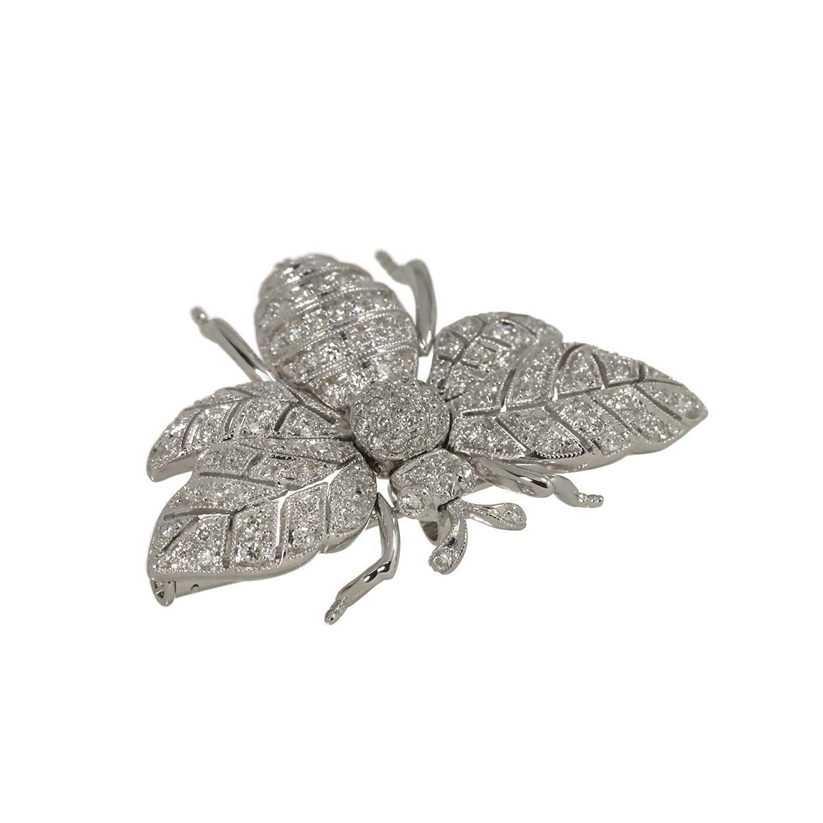 Diamond 1.30ct Brooch 18K WG White Gold 750