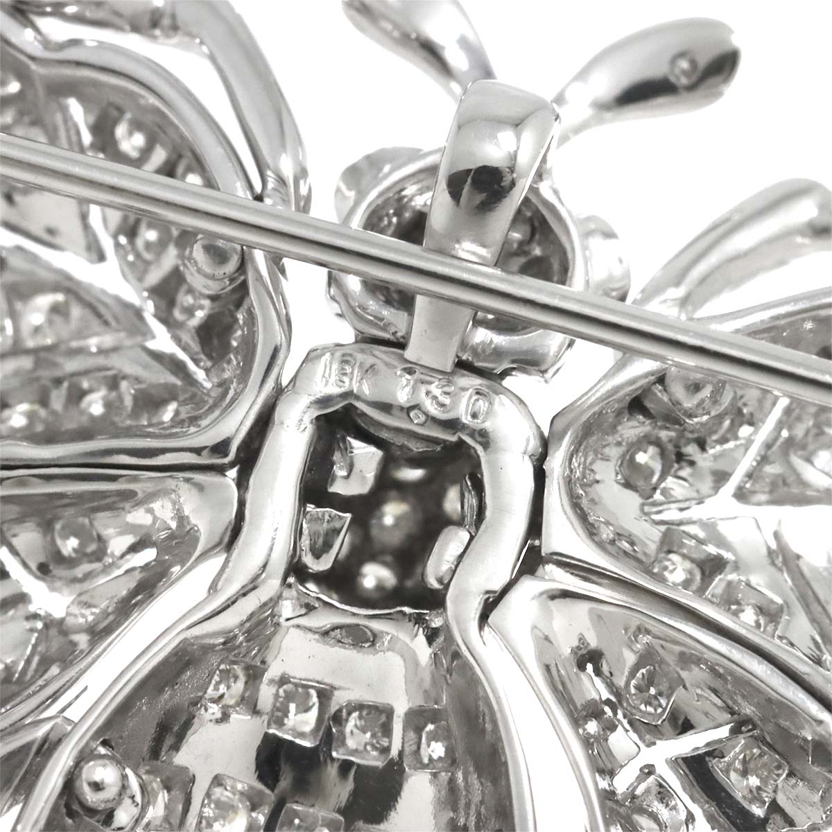 Diamond 1.30ct Brooch 18K WG White Gold 750