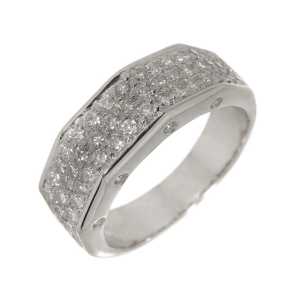 Diamond 0.90ct Ring 18K K18 WG White Gold size5.75-6(US)