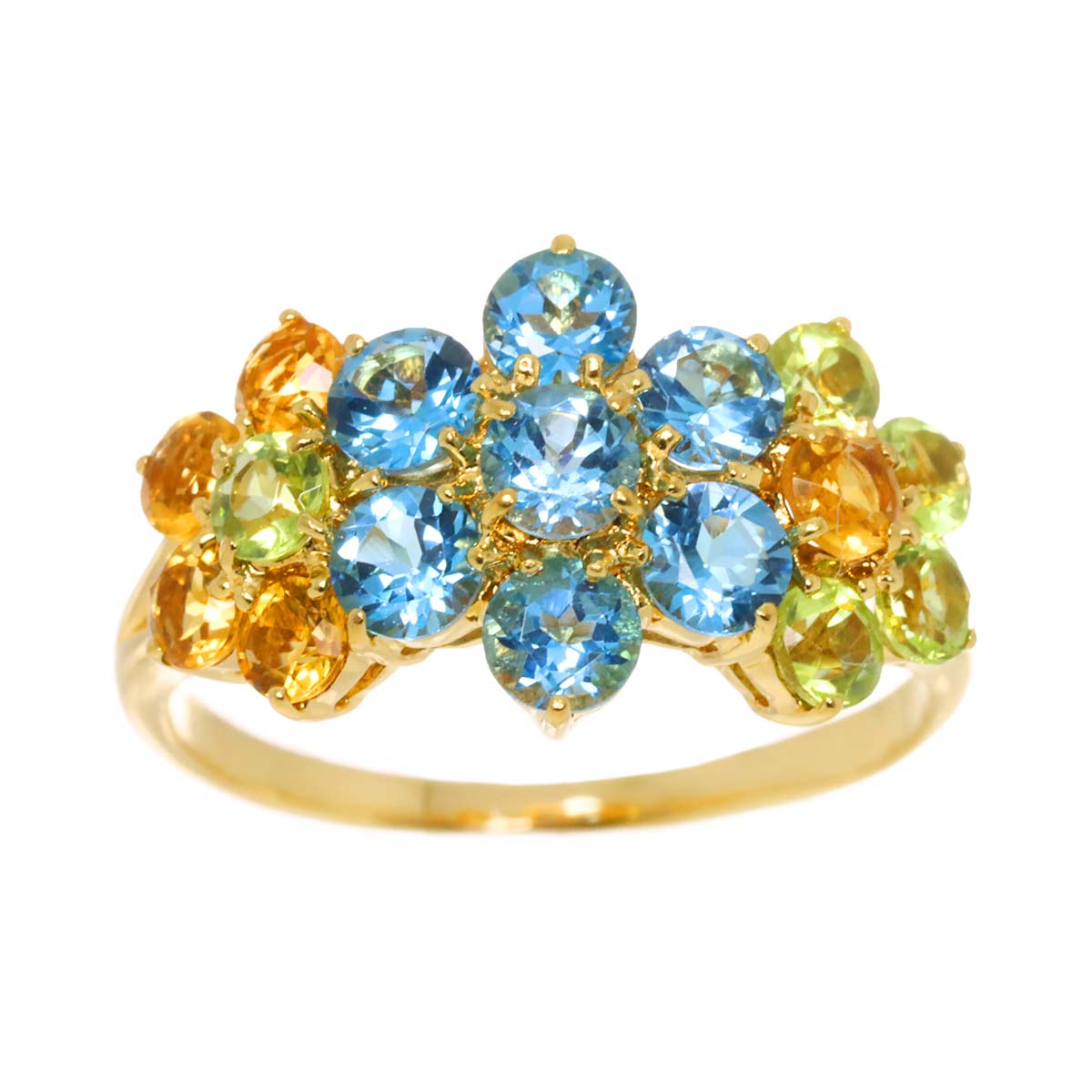 Multi Stone Ring 18K YG 750 Size7.25(US)