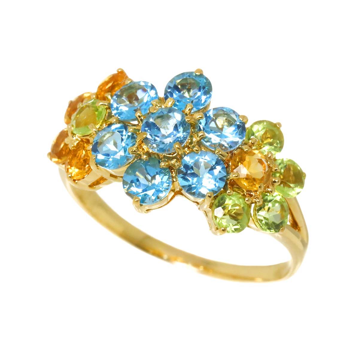 Multi Stone Ring 18K YG 750 Size7.25(US)