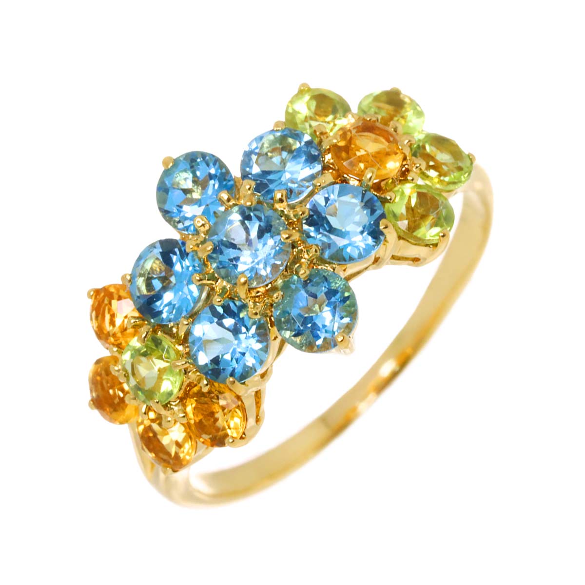 Multi Stone Ring 18K YG 750 Size7.25(US)