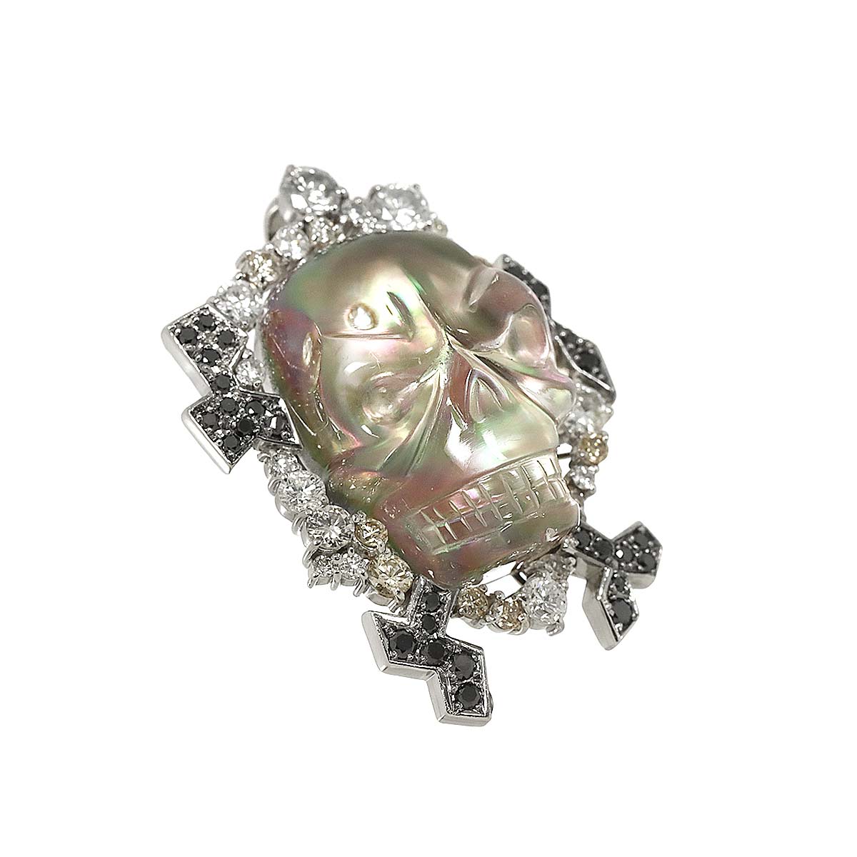 Quartz 35.20ct Shell Diamond 1.25ct/0.36ct Pendant Top Pt Platinum