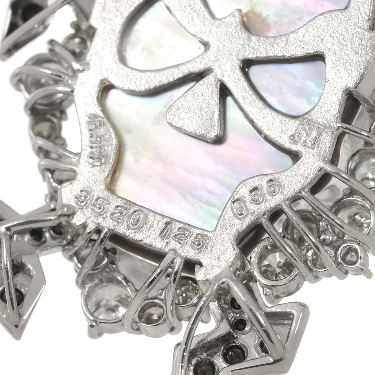 Quartz 35.20ct Shell Diamond 1.25ct/0.36ct Pendant Top Pt Platinum