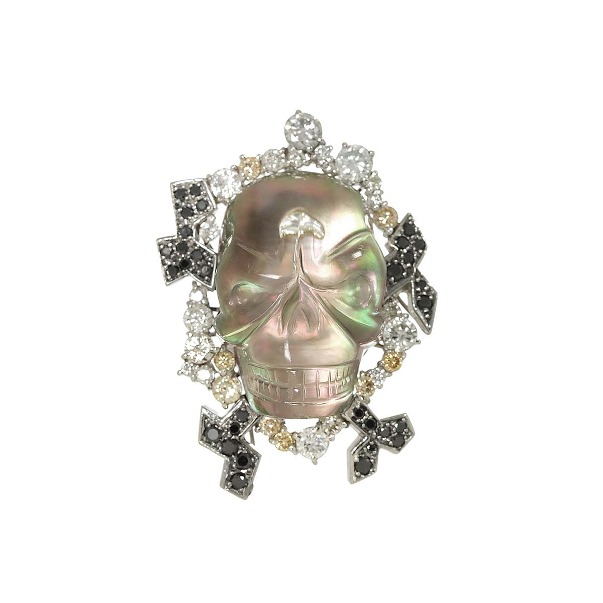 Quartz 35.20ct Shell Diamond 1.25ct/0.36ct Pendant Top Pt Platinum