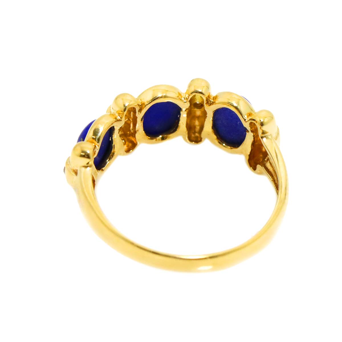 Lapis Lazuli Diamond 0.03ct Ring 18K Yellow Gold 750 size5.25-5.5(US)