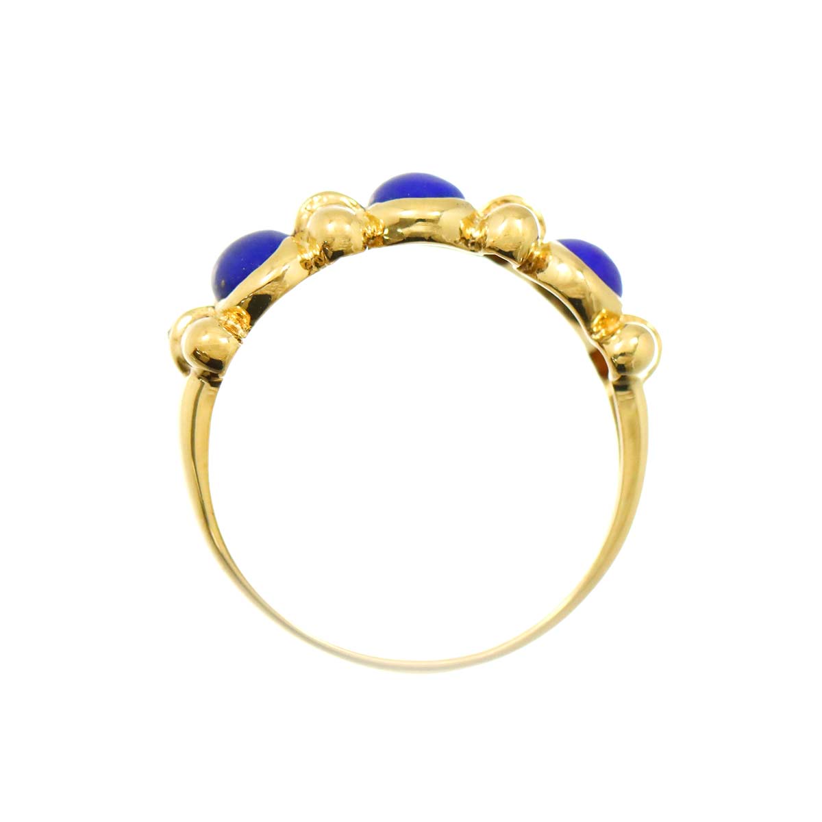 Lapis Lazuli Diamond 0.03ct Ring 18K Yellow Gold 750 size5.25-5.5(US)