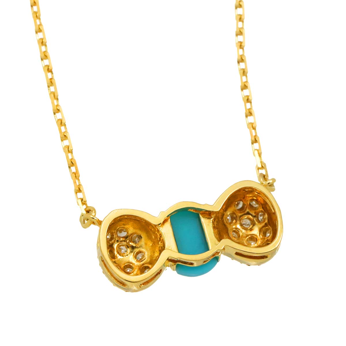 Turquoise Diamond 0.17ct Necklace 18K K18 Yellow Gold 750