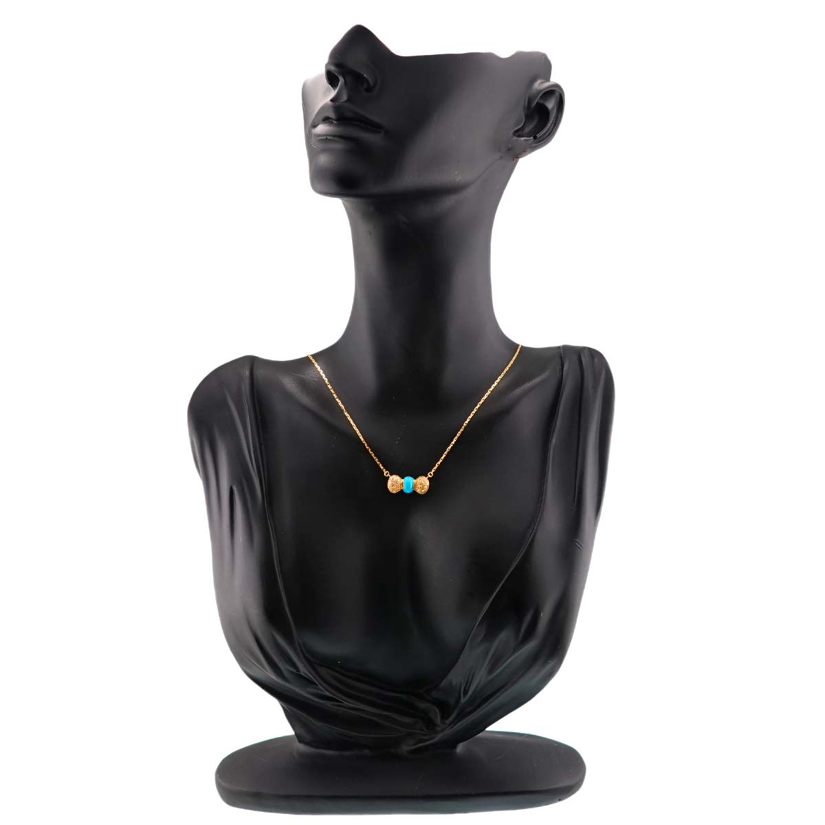 Turquoise Diamond 0.17ct Necklace 18K K18 Yellow Gold 750