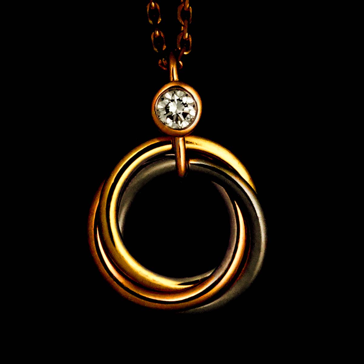 Trinity Diamond Necklace 18K YG WG PG 750