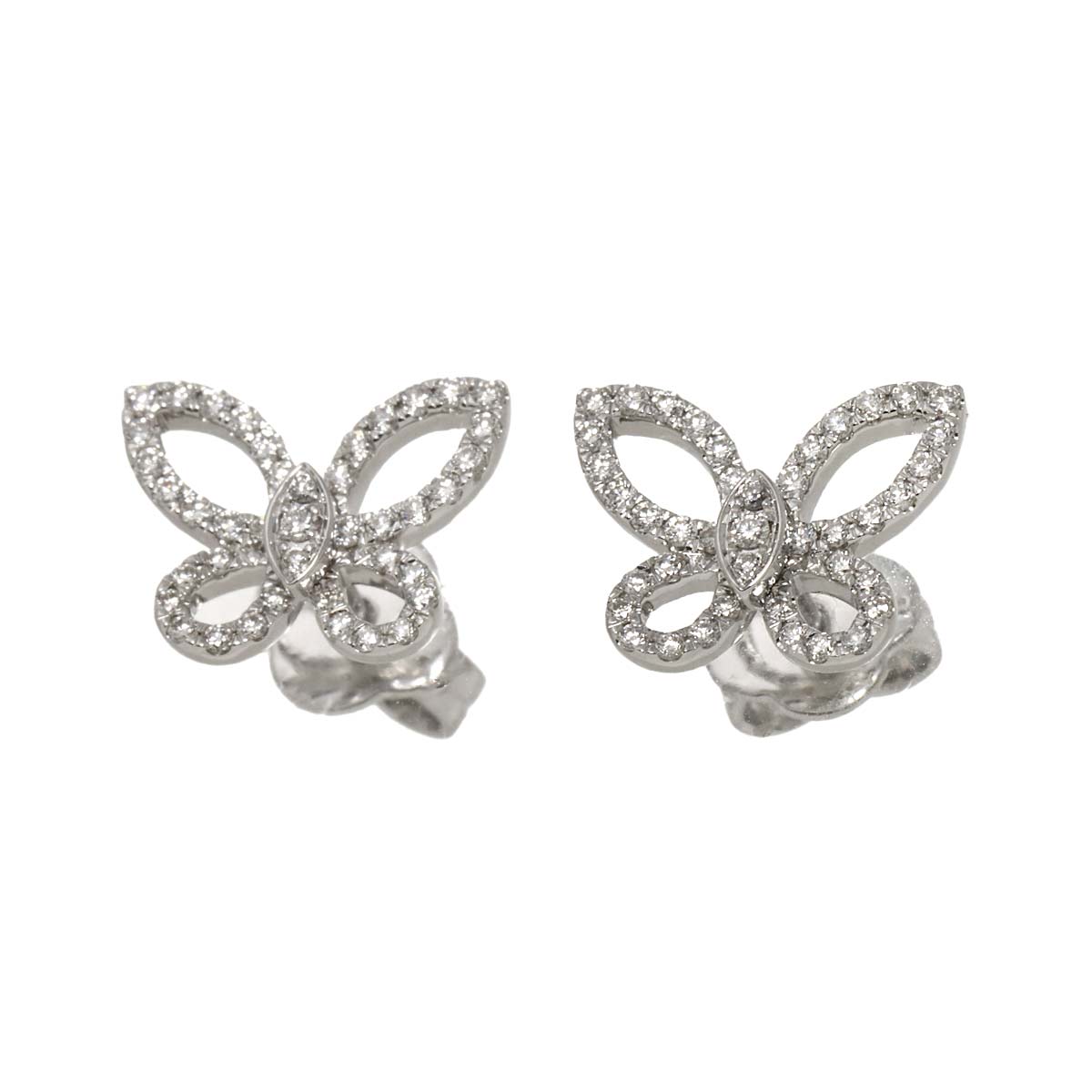 Mini Butterfly Silhouette Diamond Earrings Pierced 18K WG 750