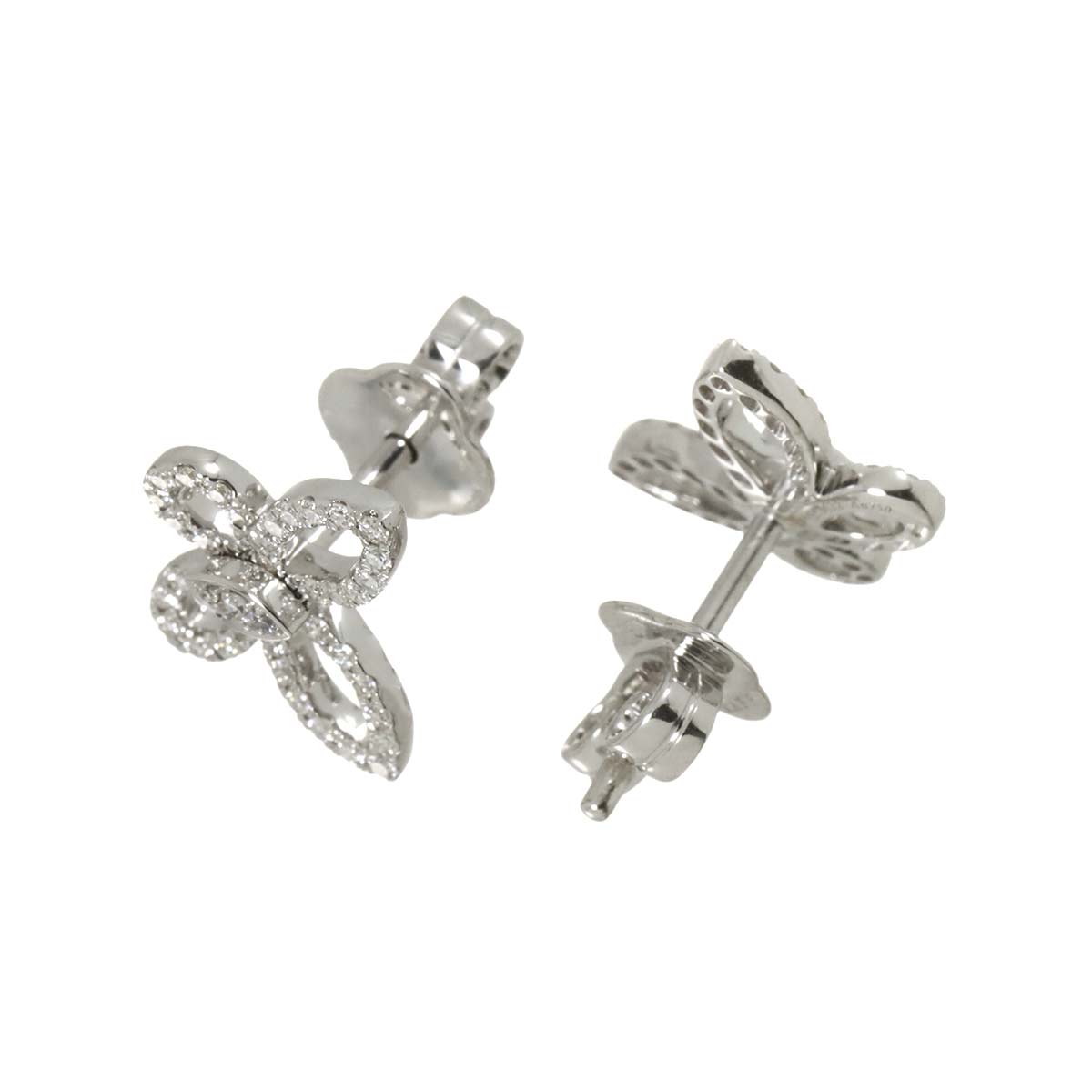 Mini Butterfly Silhouette Diamond Earrings Pierced 18K WG 750