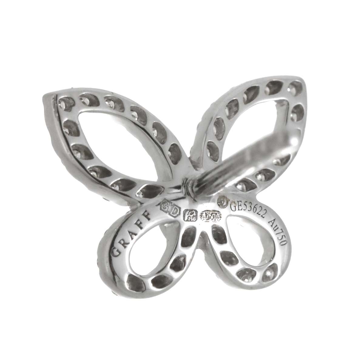 Mini Butterfly Silhouette Diamond Earrings Pierced 18K WG 750