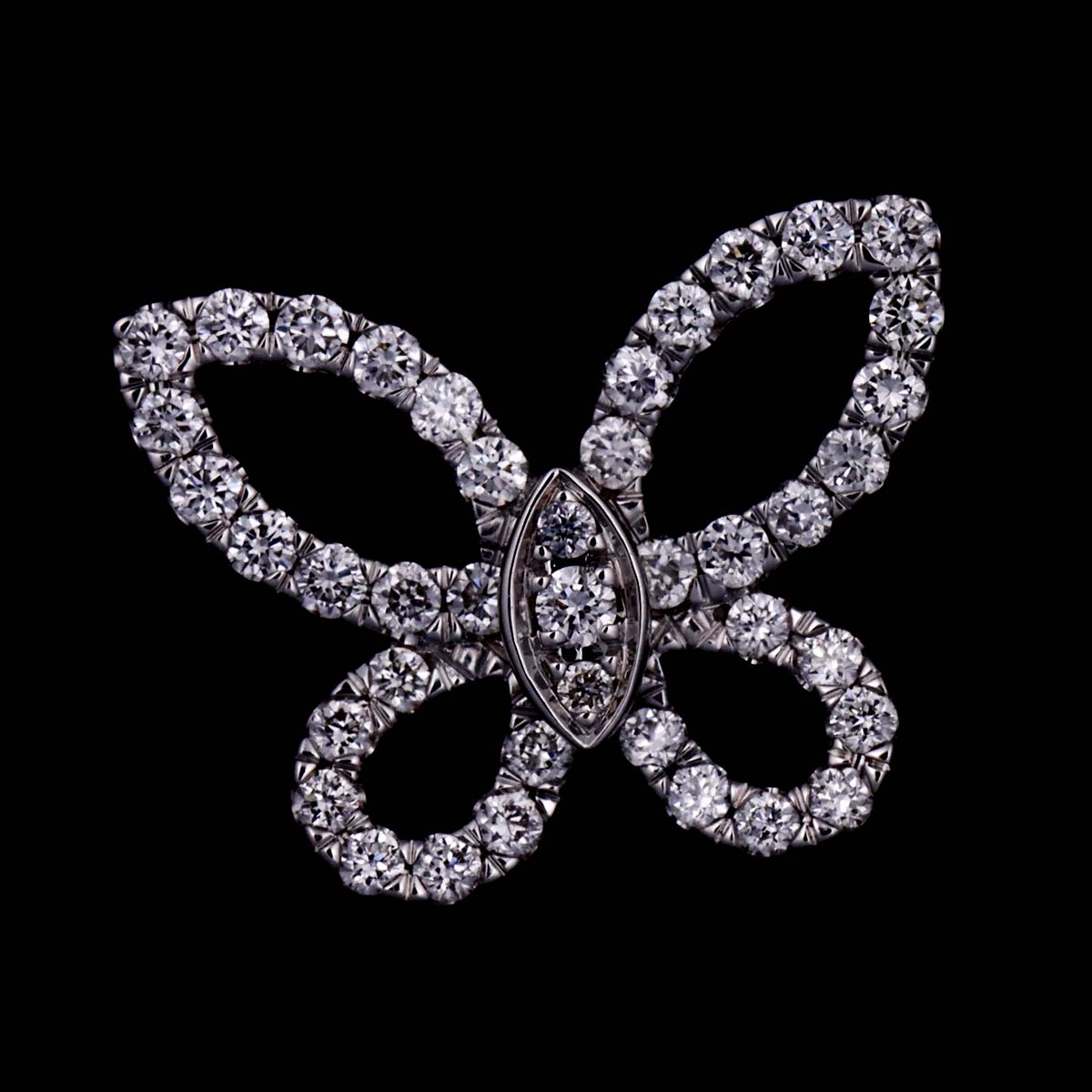 Mini Butterfly Silhouette Diamond Earrings Pierced 18K WG 750