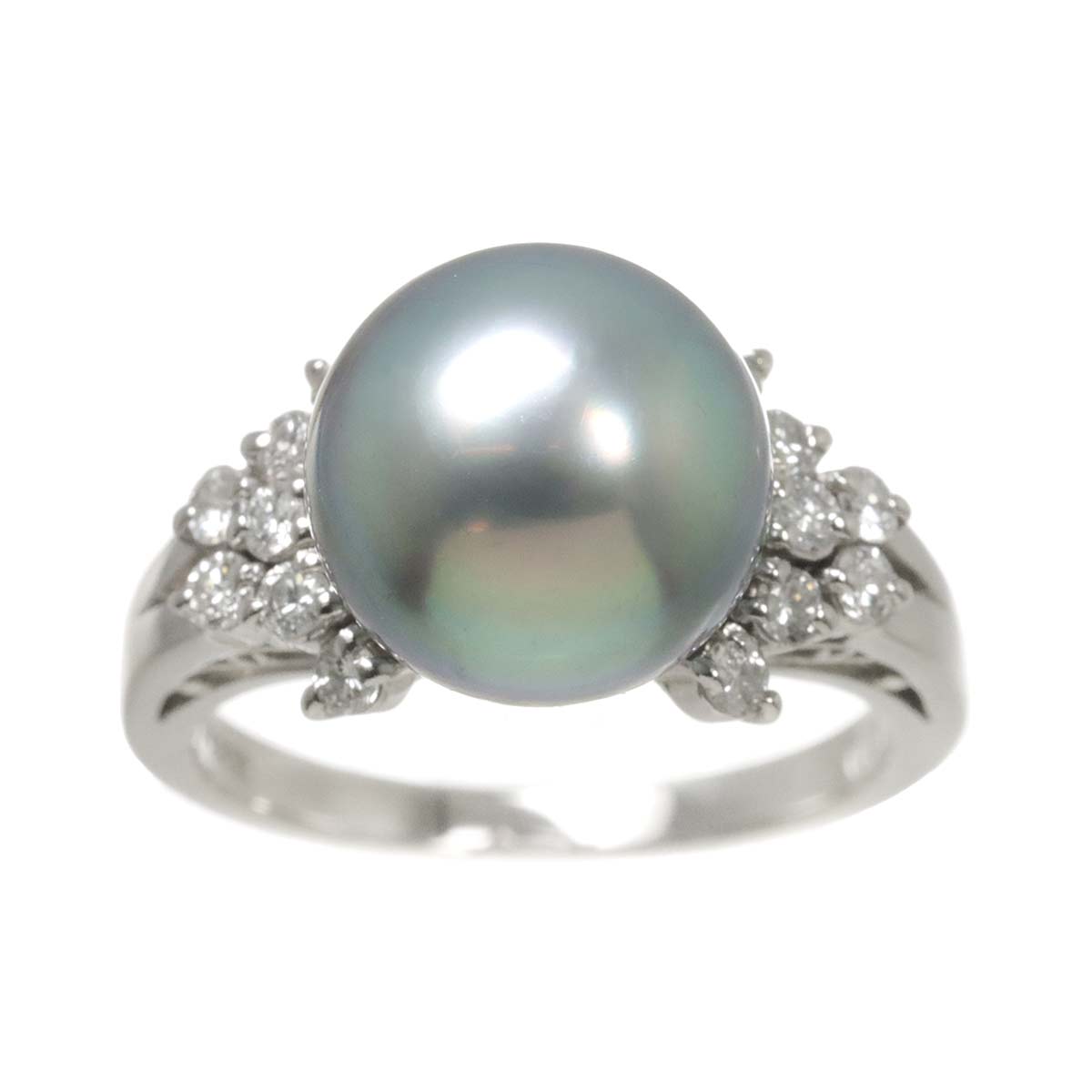 Black Pearl 10.5mm Diamond 0.30ct Ring Platinum size5.25(US)