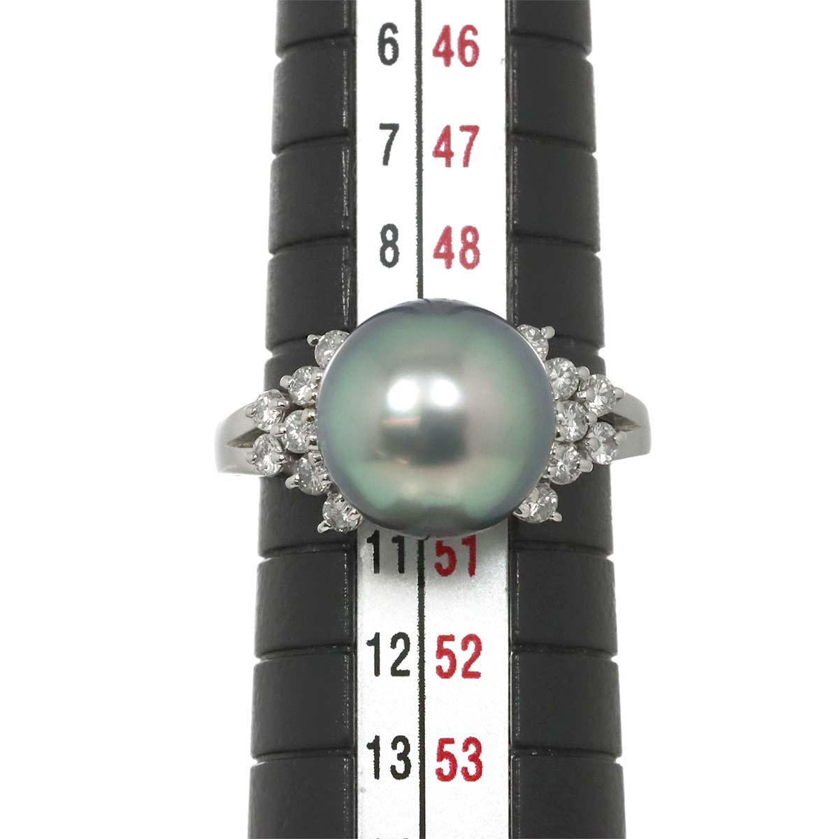 Black Pearl 10.5mm Diamond 0.30ct Ring Platinum size5.25(US)