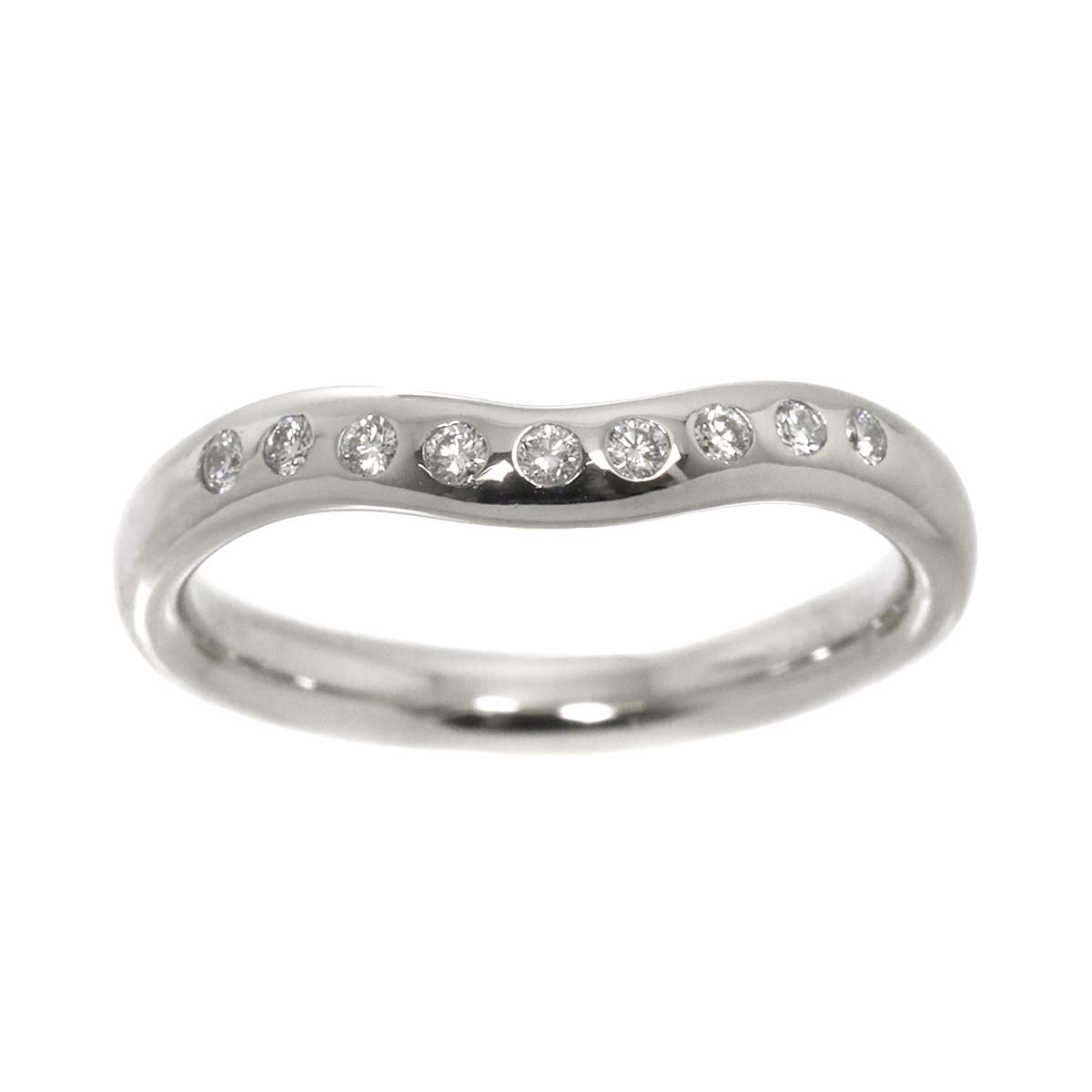 Wide Curved Band Diamond Ring Pt Platinum Size5.5-5.75(US)