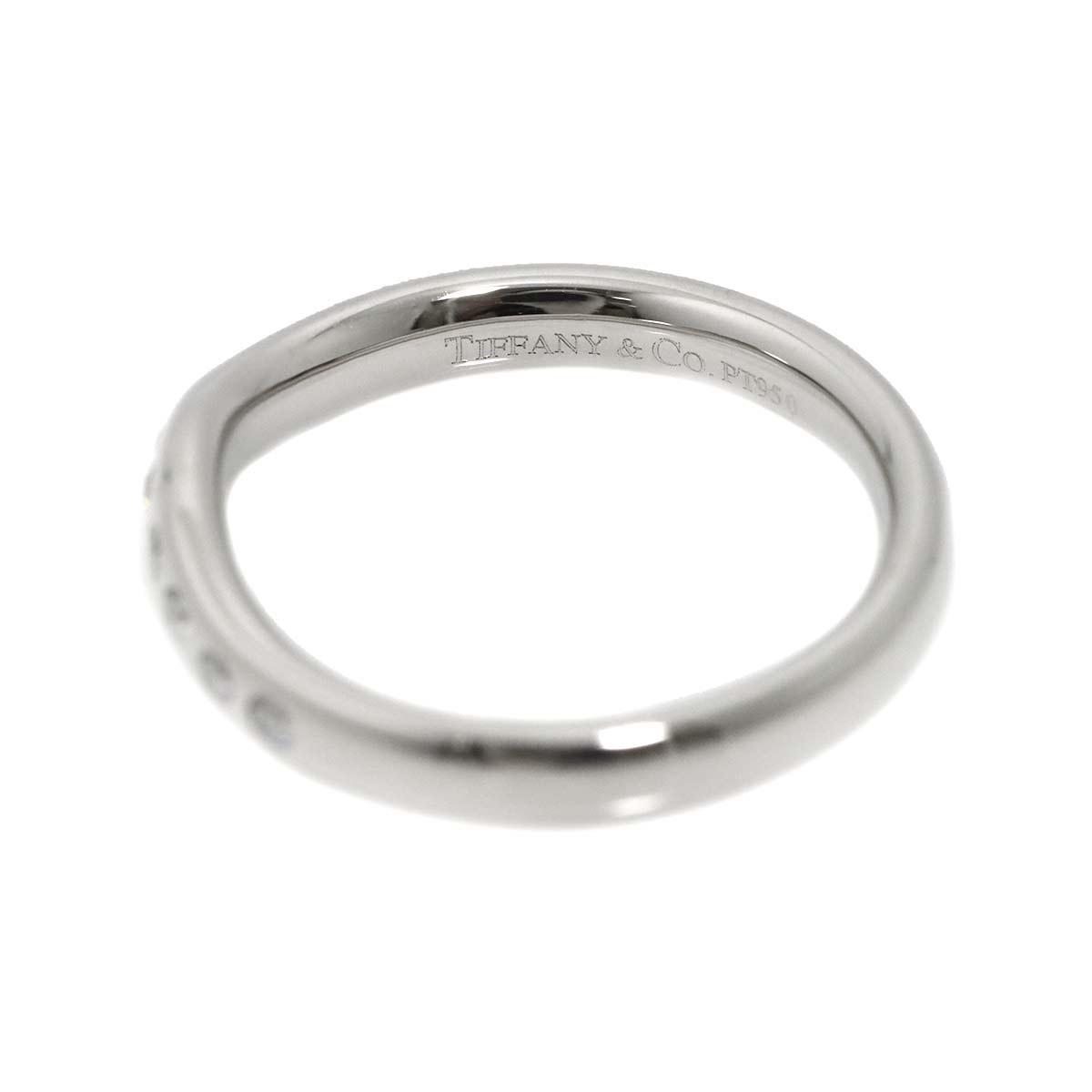 Wide Curved Band Diamond Ring Pt Platinum Size5.5-5.75(US)