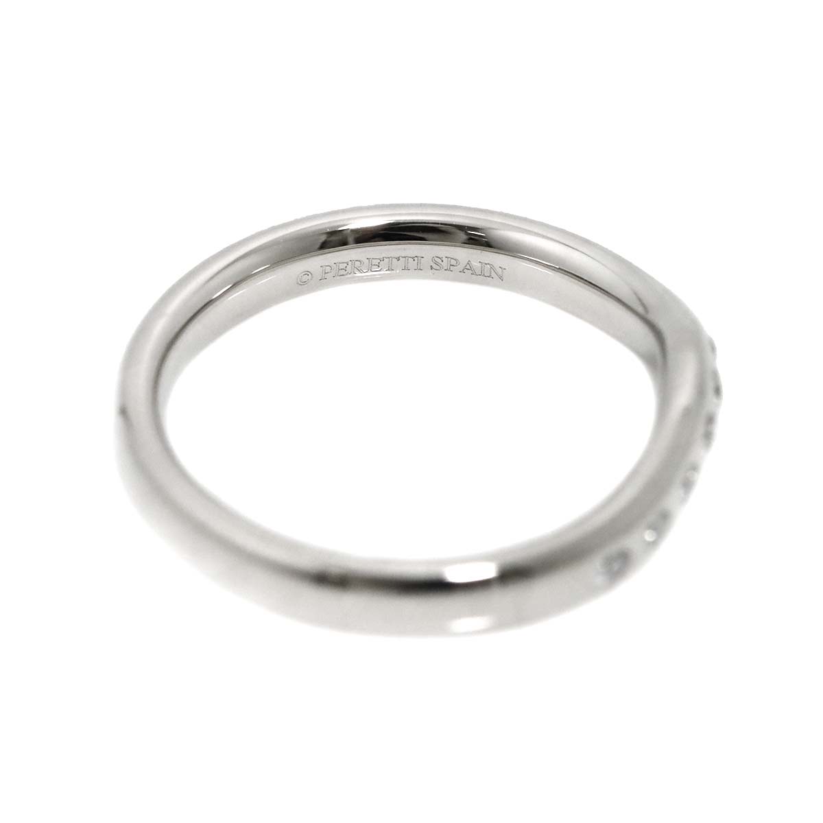 Wide Curved Band Diamond Ring Pt Platinum Size5.5-5.75(US)