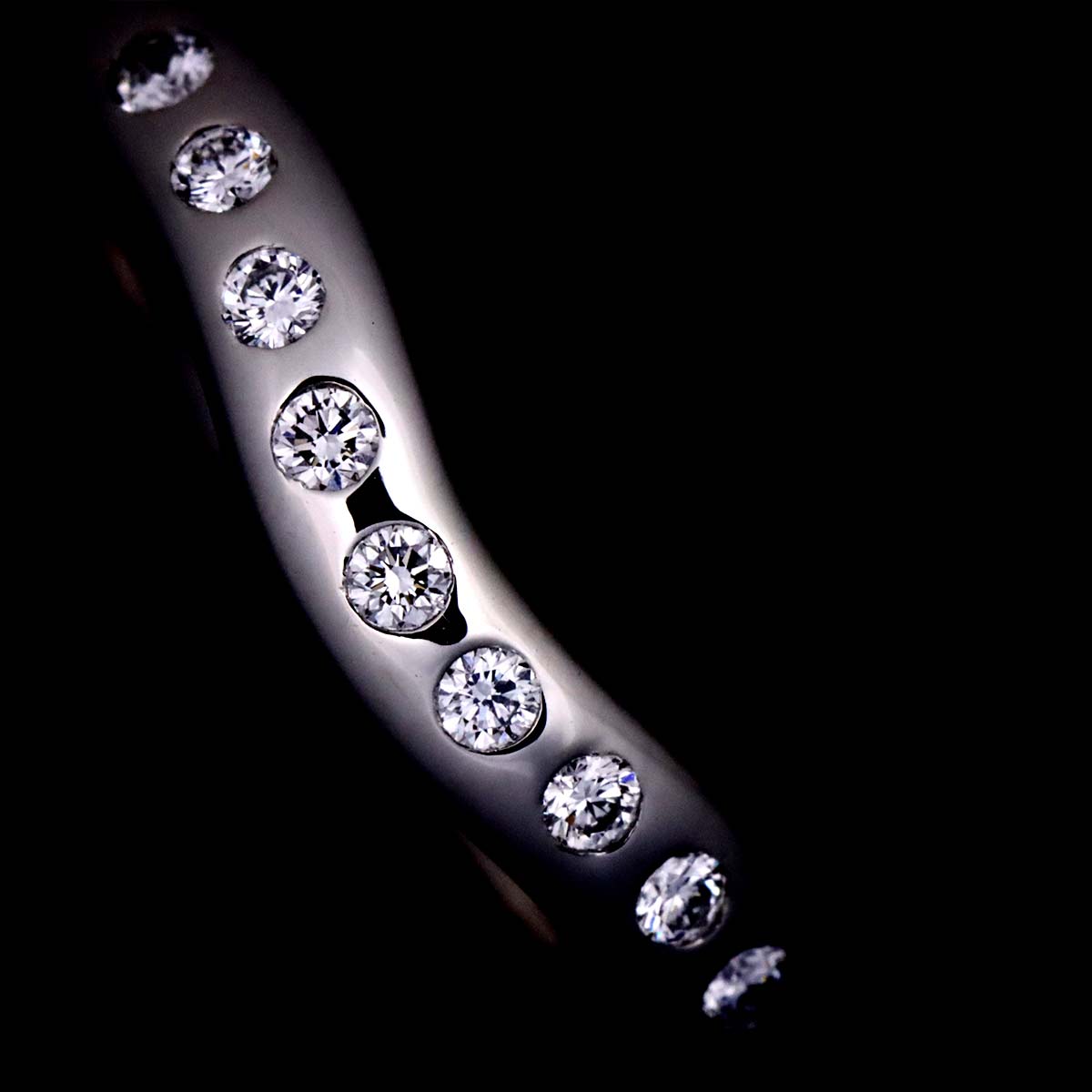 Wide Curved Band Diamond Ring Pt Platinum Size5.5-5.75(US)