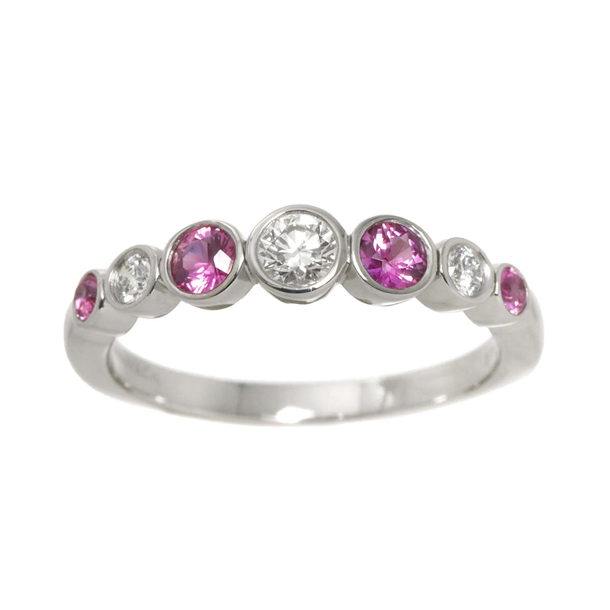 Jazz Graduated Diamond Sapphire Ring Pt size5.75-6(US)