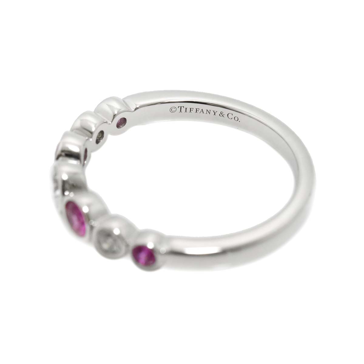Jazz Graduated Diamond Sapphire Ring Pt size5.75-6(US)