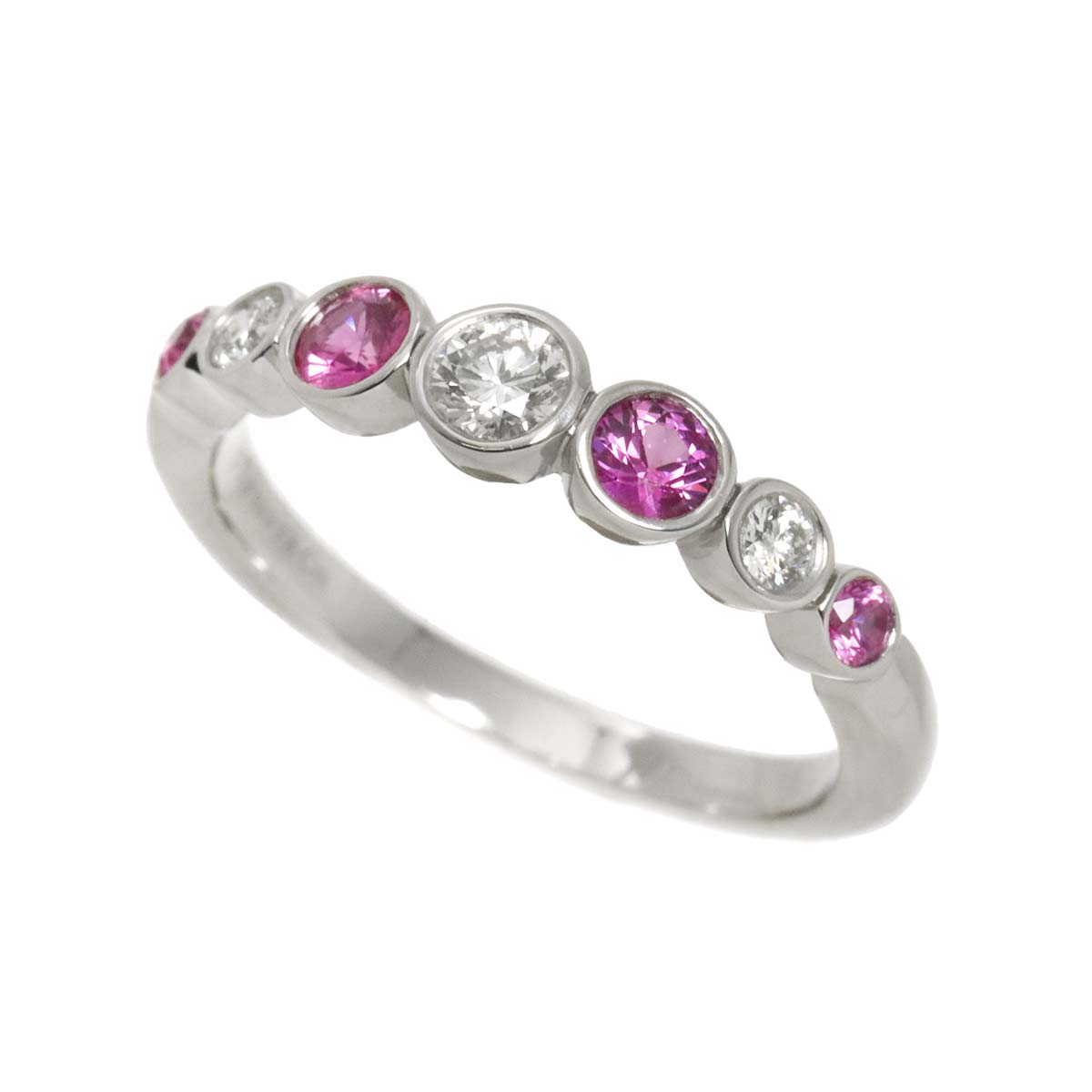 Jazz Graduated Diamond Sapphire Ring Pt size5.75-6(US)