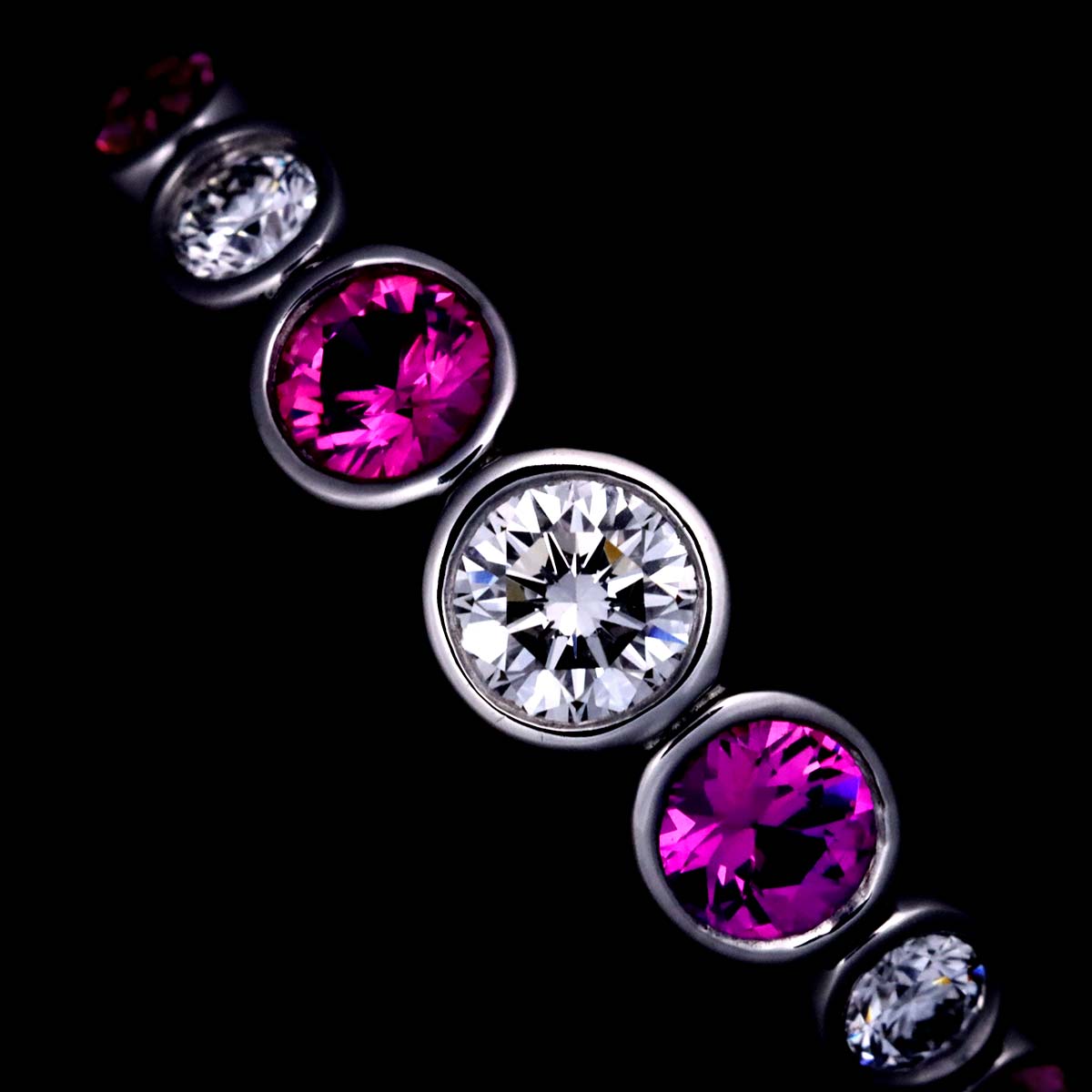 Jazz Graduated Diamond Sapphire Ring Pt size5.75-6(US)