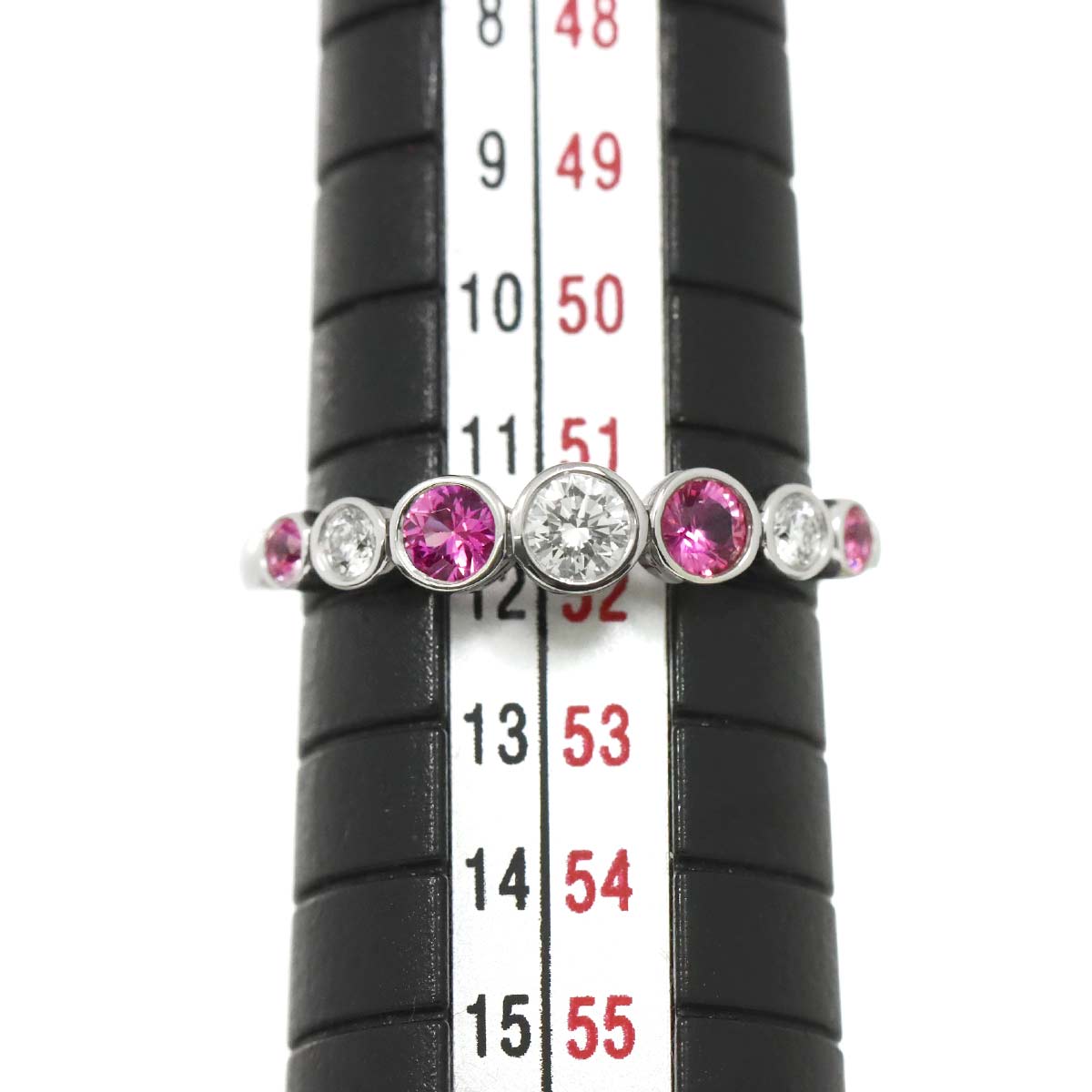 Jazz Graduated Diamond Sapphire Ring Pt size5.75-6(US)
