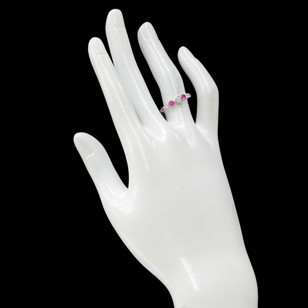 Jazz Graduated Diamond Sapphire Ring Pt size5.75-6(US)