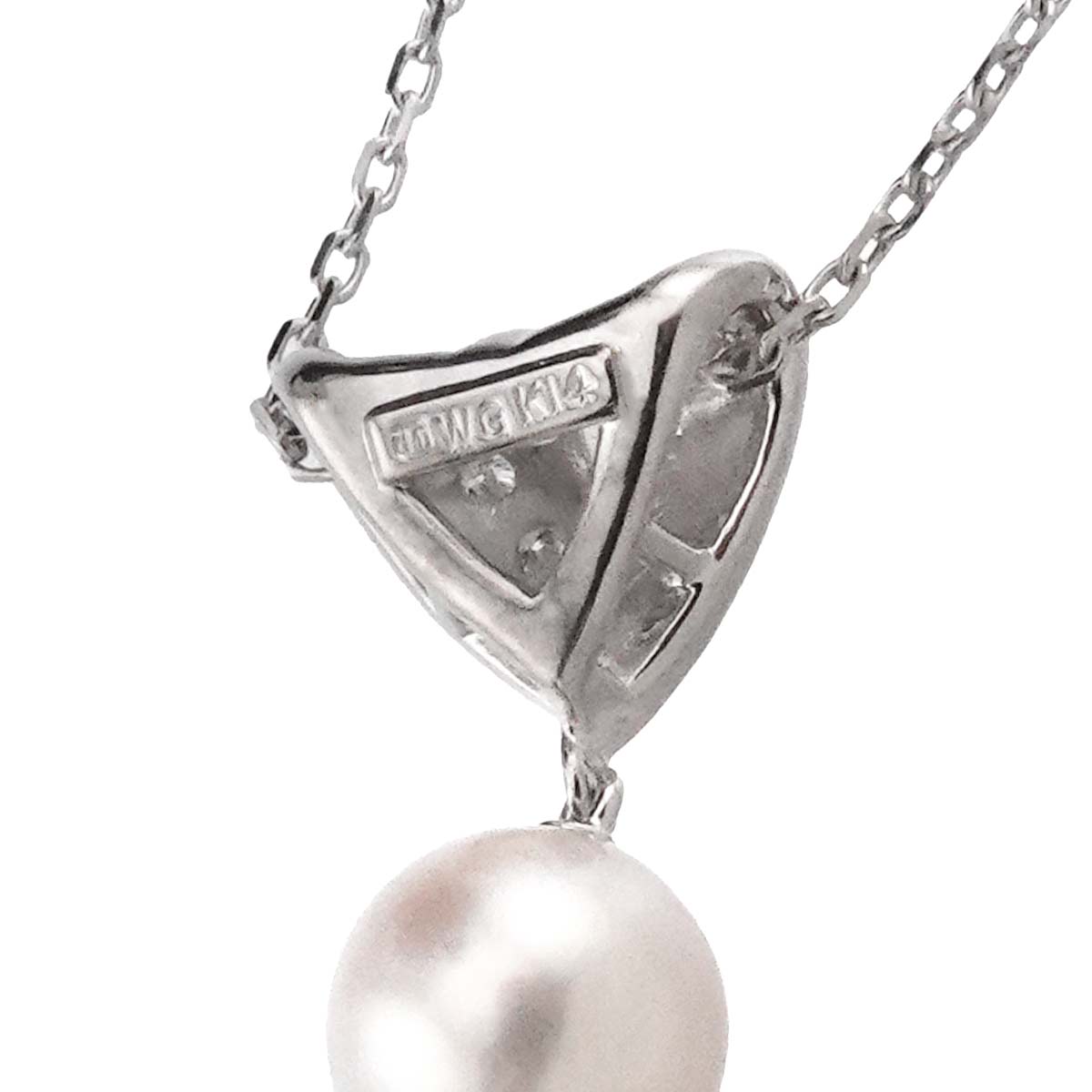 Akoya Pearl 7.6mm Diamond Necklace 14K White Gold 585