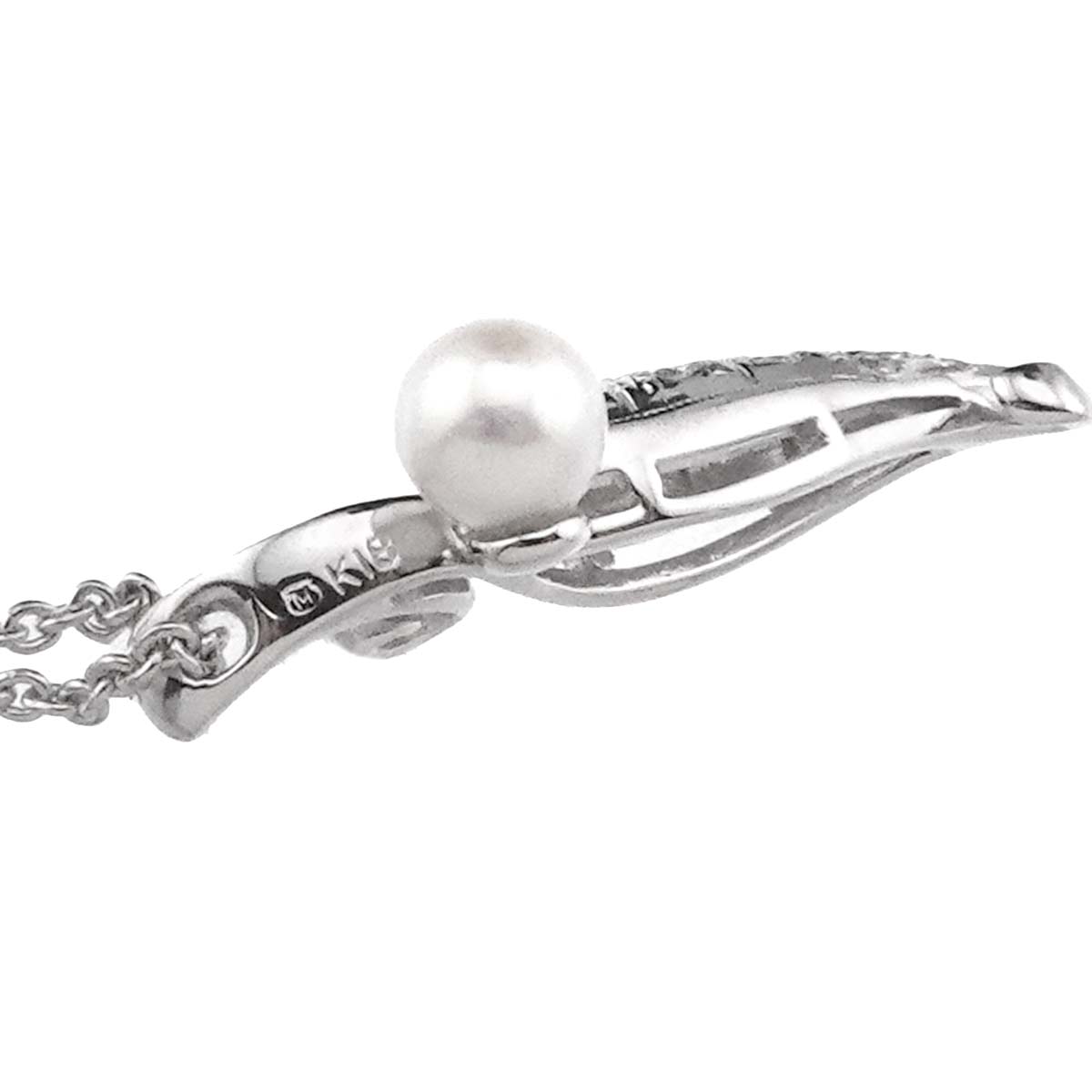 Akoya Pearl 4.5mm Diamond Necklace 18K WG 750