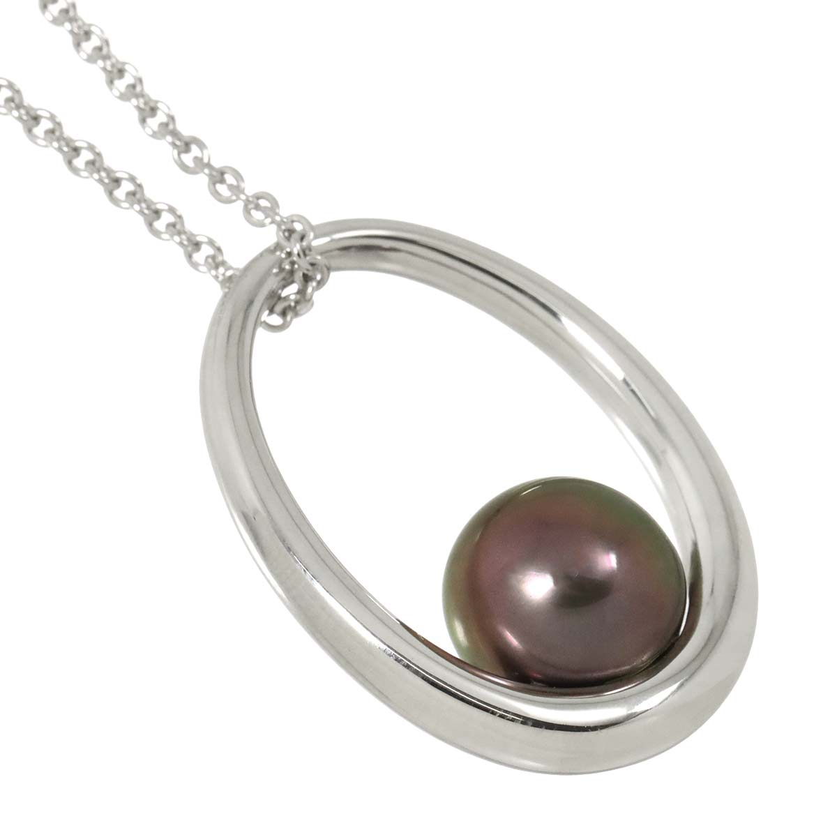 Black South Sea pearl 11.2mm Necklace 18K WG 750