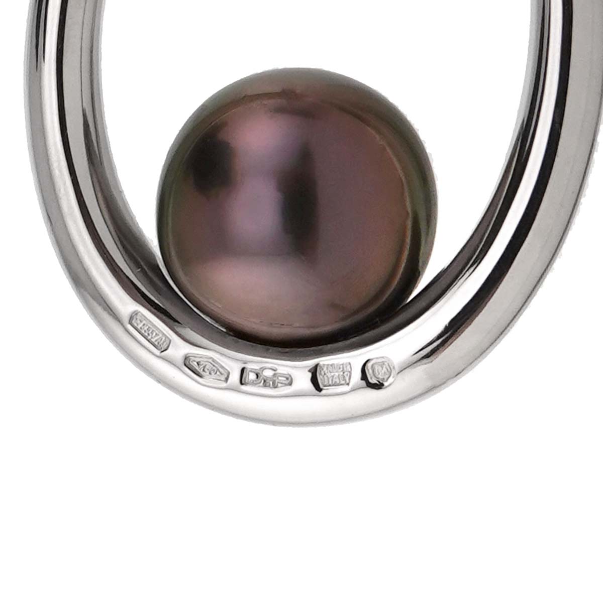 Black South Sea pearl 11.2mm Necklace 18K WG 750