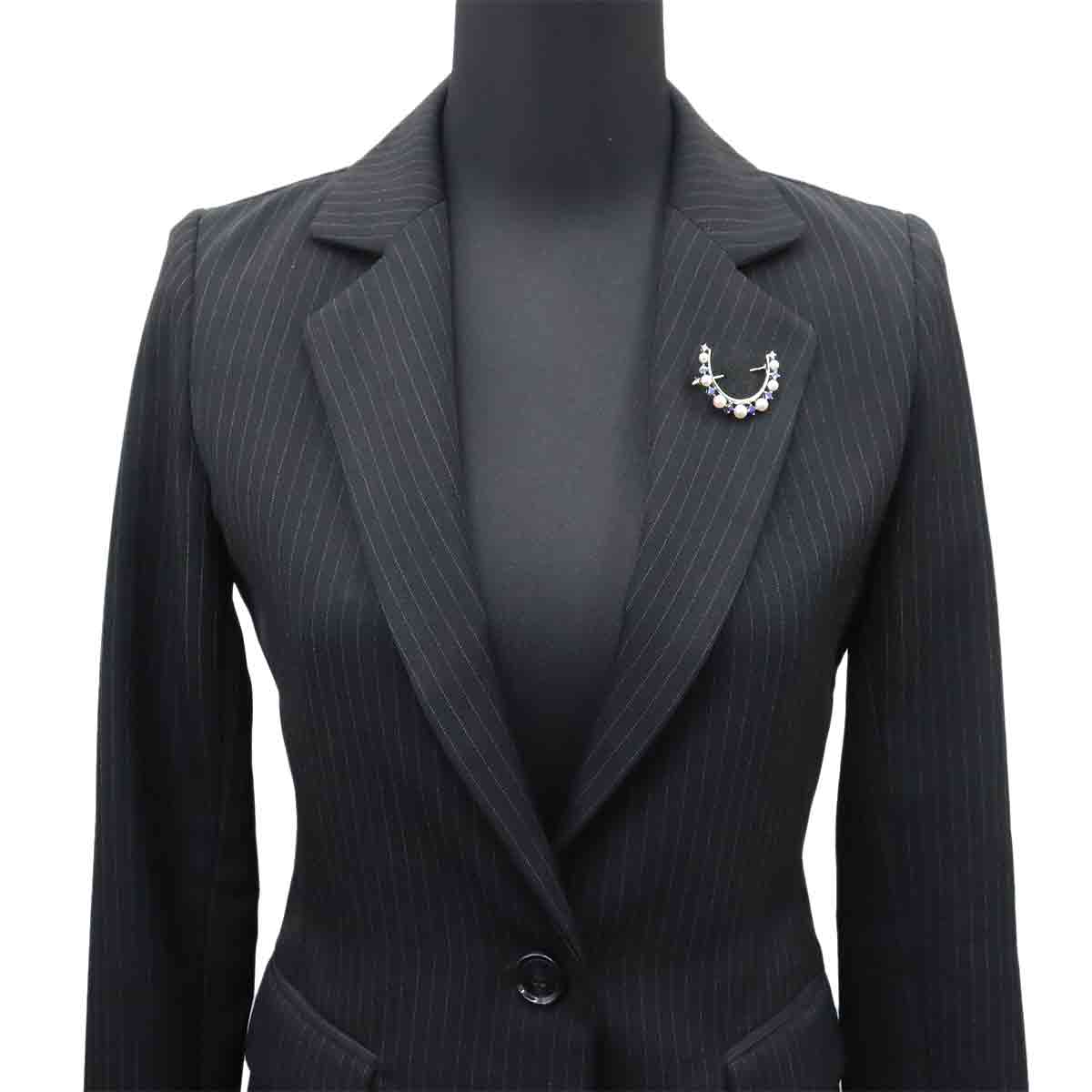 Akoya Pearl 5.5-3.8mm Sapphire Brooch 18K White Gold 750