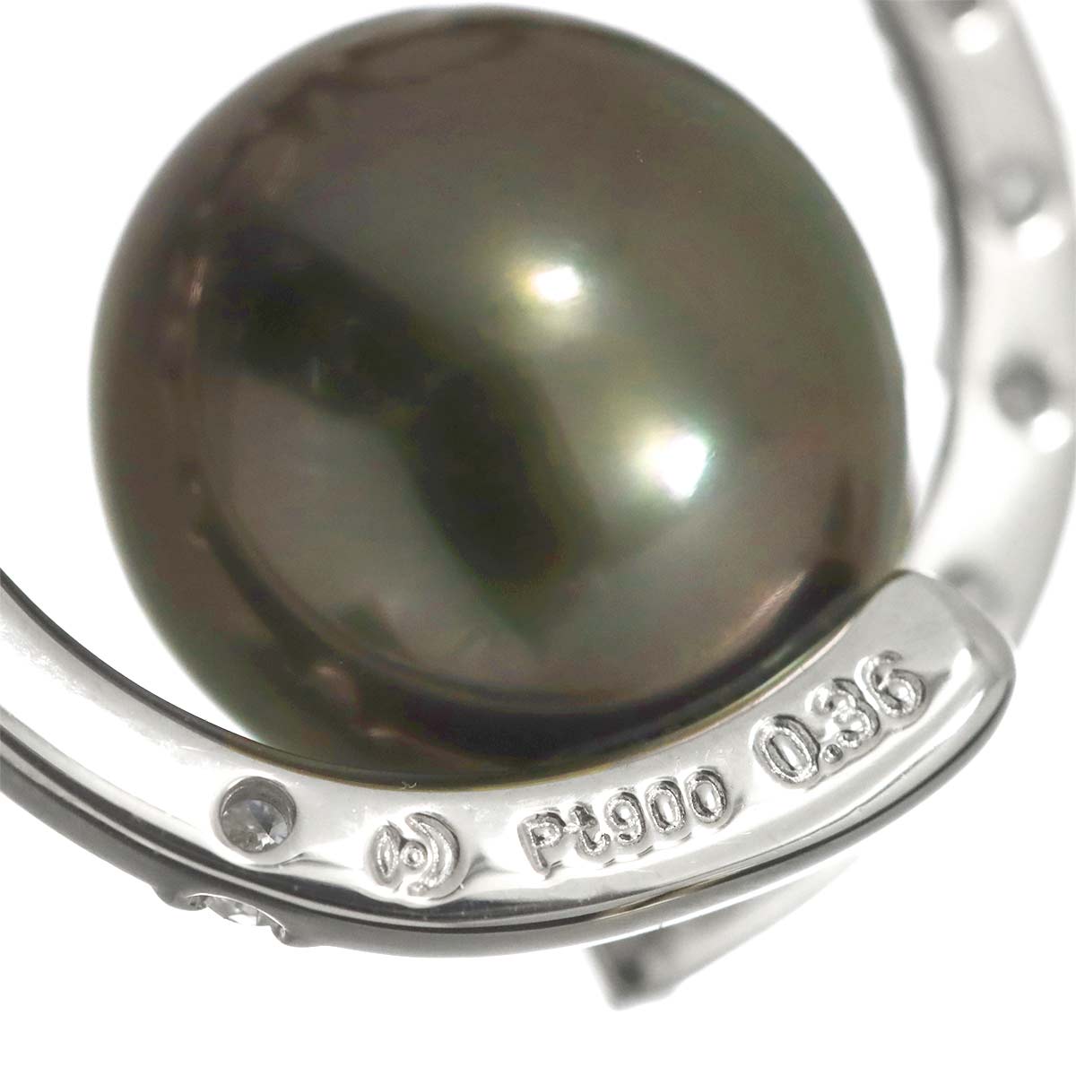 Black Pearl 11.2mm Diamond 0.36ct Necklace Pt