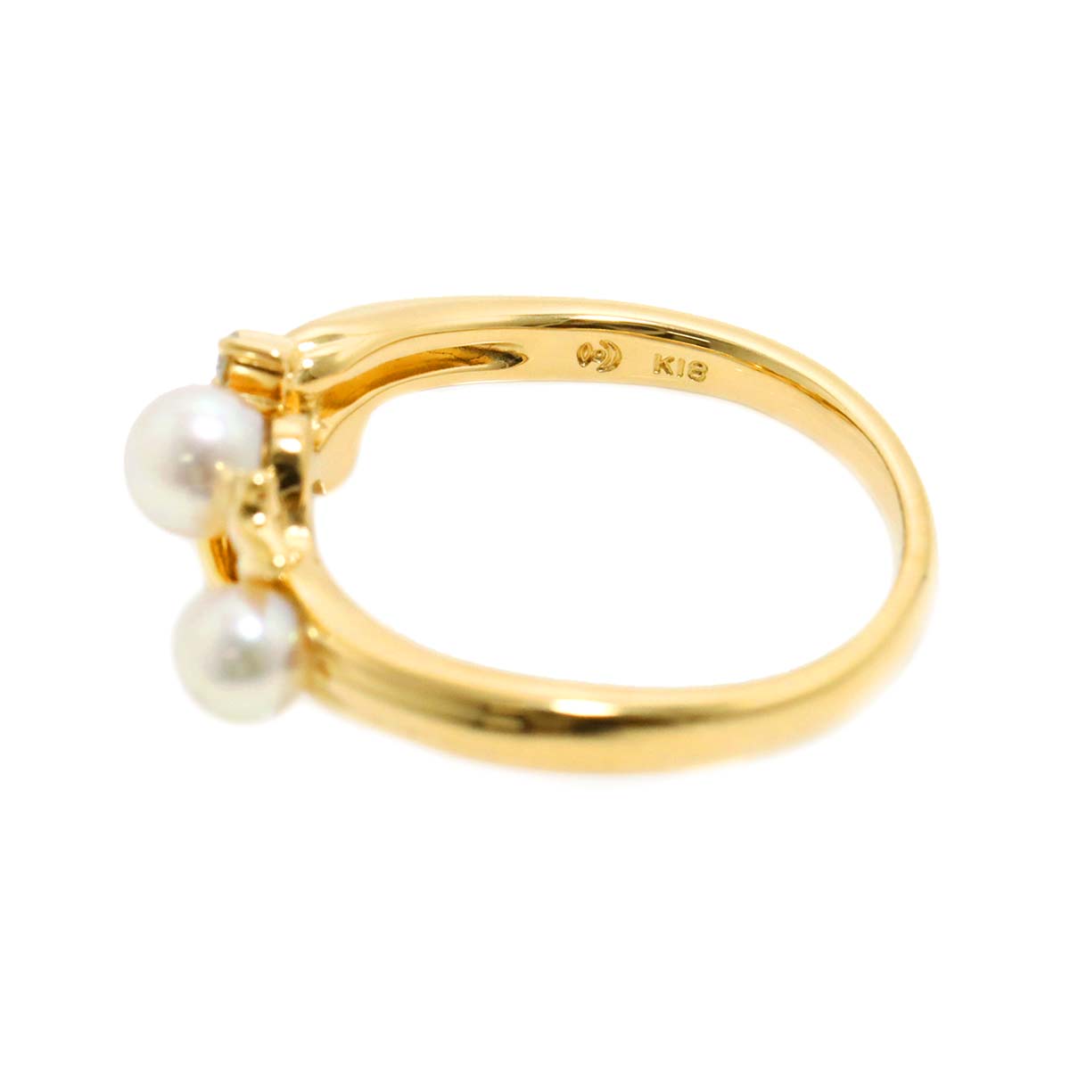 Akoya pearl 4.1-3.6mm Diamond 0.04ct Ring 18K YG 750 5.25(US)