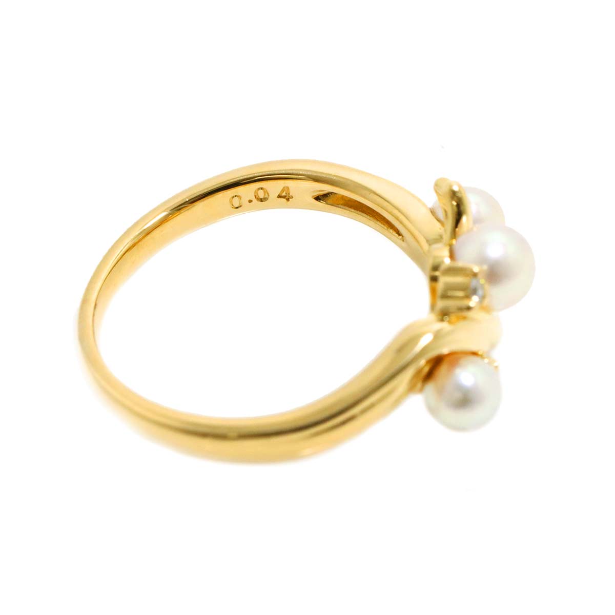 Akoya pearl 4.1-3.6mm Diamond 0.04ct Ring 18K YG 750 5.25(US)