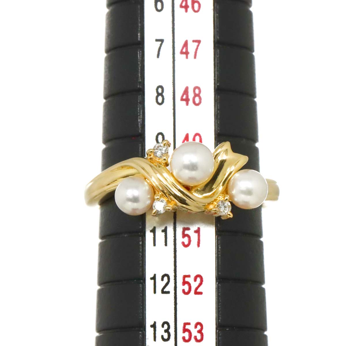 Akoya pearl 4.1-3.6mm Diamond 0.04ct Ring 18K YG 750 5.25(US)