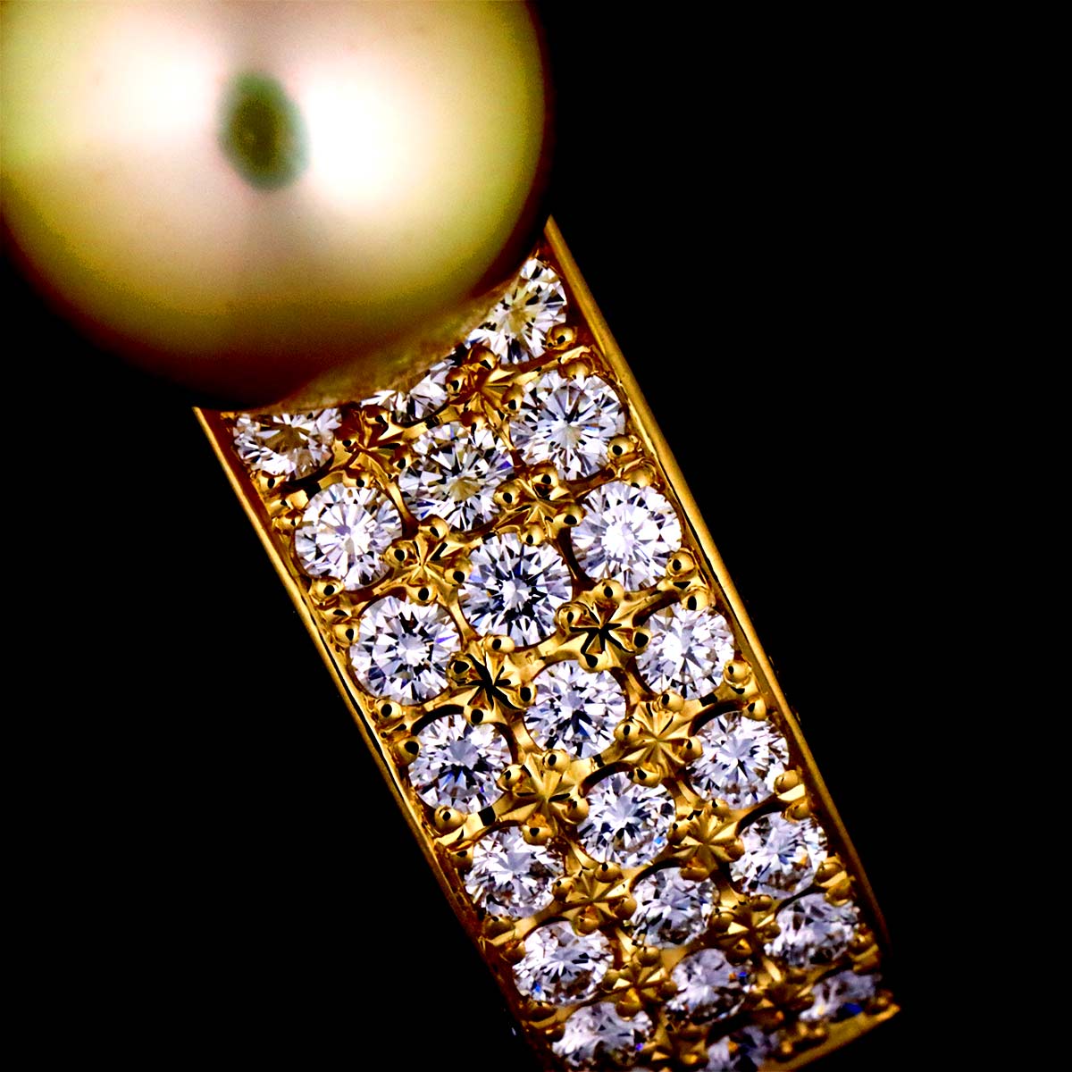 South Sea pearl 10.9mm Diamond 1.10ct Ring 18K YG 750 size7.5US