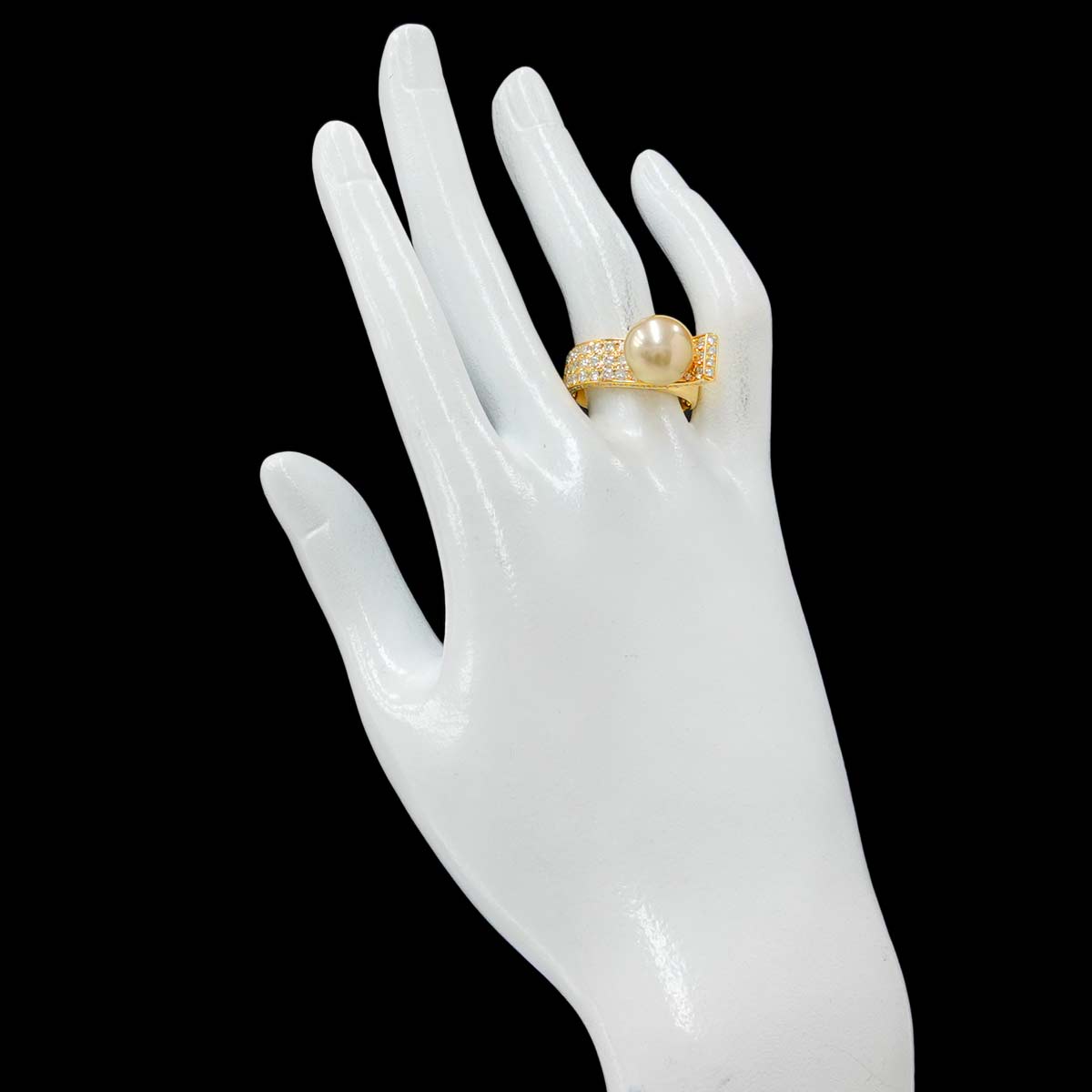 South Sea pearl 10.9mm Diamond 1.10ct Ring 18K YG 750 size7.5US