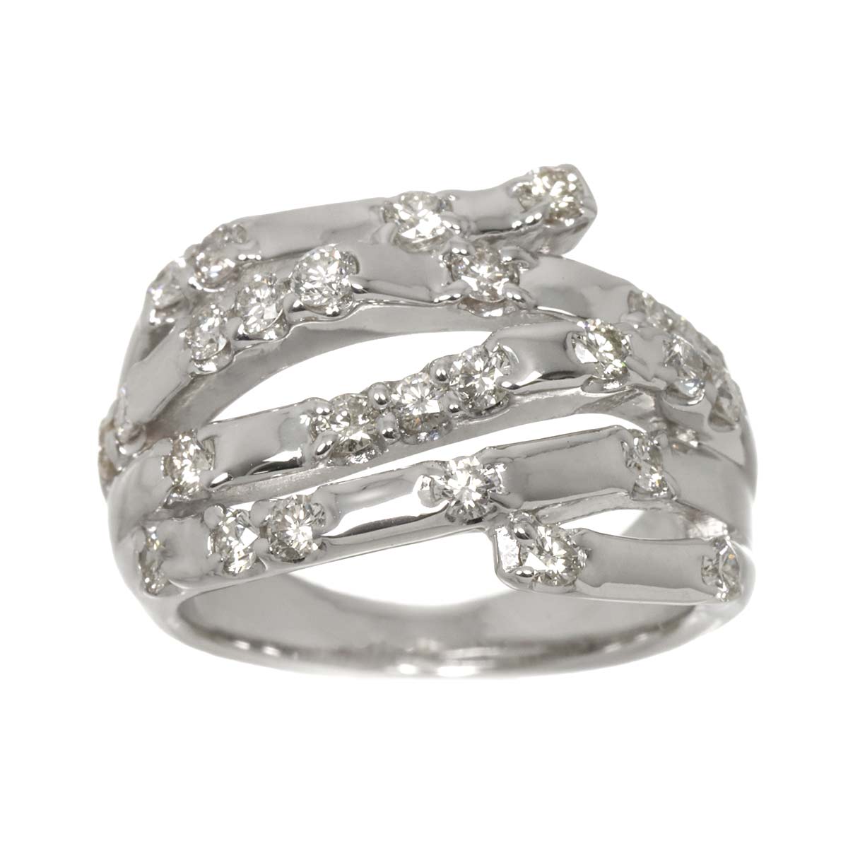 Diamond 0.85ct Ring 18K White Gold 750 Size5.5-5.75(US)