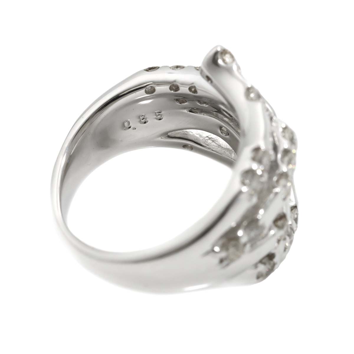 Diamond 0.85ct Ring 18K White Gold 750 Size5.5-5.75(US)