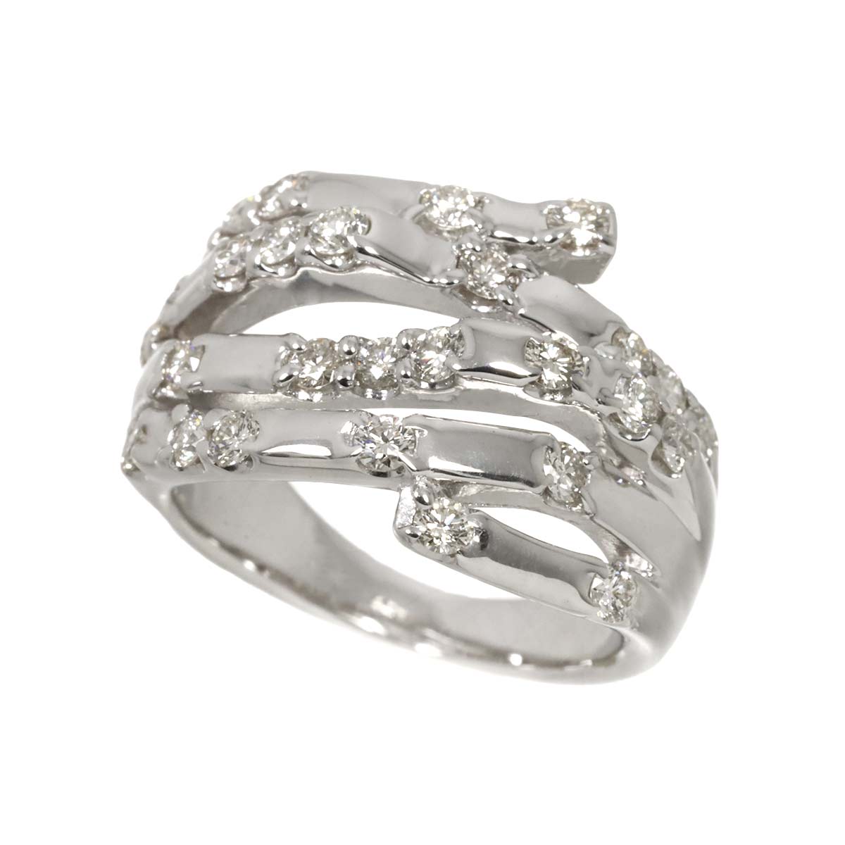 Diamond 0.85ct Ring 18K White Gold 750 Size5.5-5.75(US)